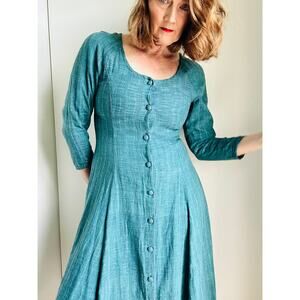 Vintage 90s Guatemalan Cotton Midi Dress Ethnic Print, Artisan Boho Folk Style